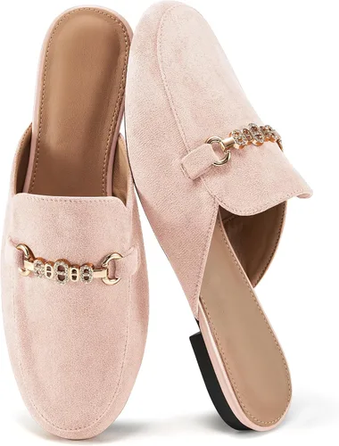 Miniatura 8 de Zapatos planos con hebilla para mujer: zapatos clásicos de ante sin cordones, con puntera cerrada, sin espalda, mocasines 2025