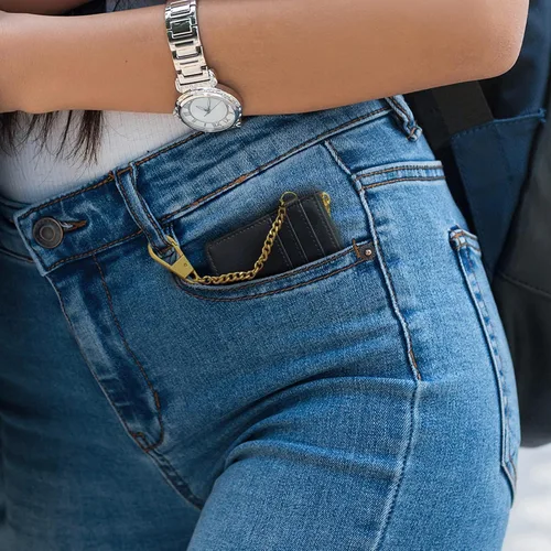 Miniatura 8 de SEAVILIA Tarjetero llavero cartera para mujer con ventana de identificación RFID monedero regalo abeja delgada minimalista pequeña cartera