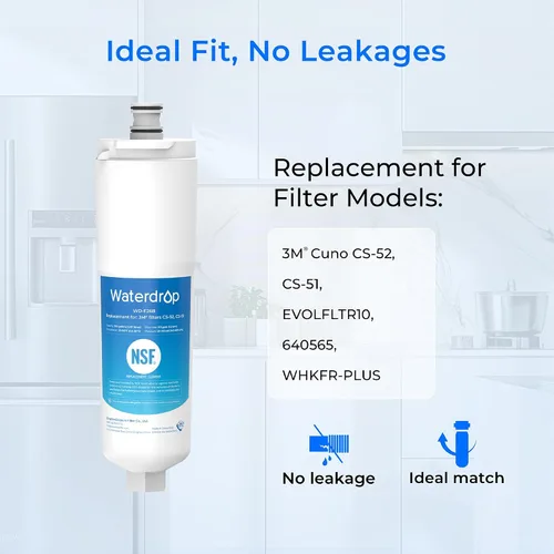 Miniatura 2 de Waterdrop WD-F26B Filtro de agua para refrigerador, repuesto para Bosch® 640565, Whirlpool® WHKF-R-PLUS, EVOLFLTR10, 3M® Cuno CS-52, CS-51