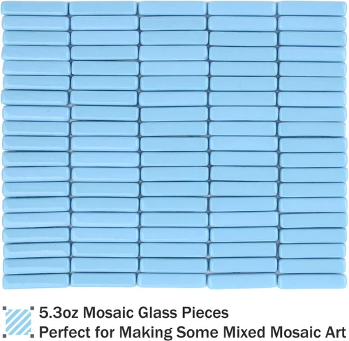 Miniatura 4 de Youway Style Azulejos de Mosaico Azules para Manualidades a Granel, 150g Formas de Tiras Piezas de Vidrio de Mosaico, Kit de Manualidades de Jardín