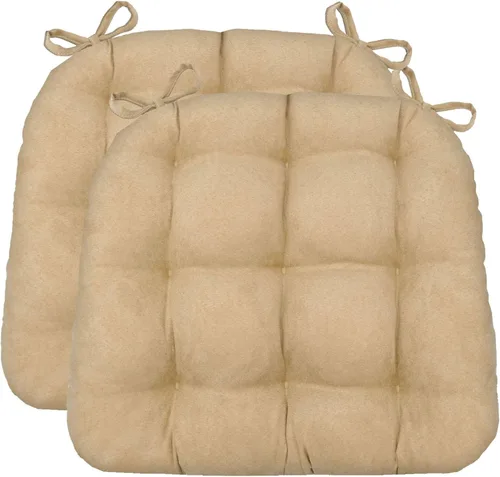 Miniatura 24 de Barnett Almohadilla para silla de comedor con lazos. Gamuza microfibra, microgamuza, reversible, relleno de espuma de látex, se puede lavar a Negro