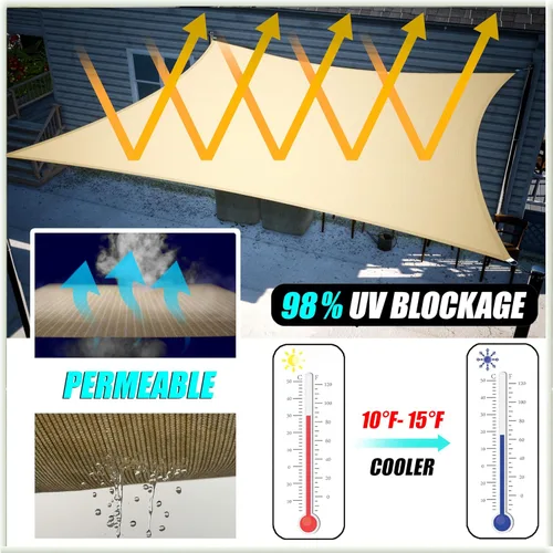Miniatura 2 de Amgo Toldo rectangular gris de 10 x 16 pies, UPF50+ AGTAPR1016, 95% de bloqueo UV, permeable al agua y al aire, comercial y residencial, 3 años