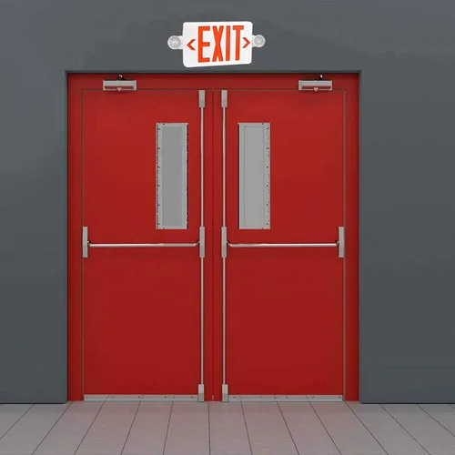 Miniatura 6 de Señal de salida LED rojo con luces de emergencia, dos luces de salida de emergencia de cabeza ajustable con batería de respaldo, lámpara LED dual