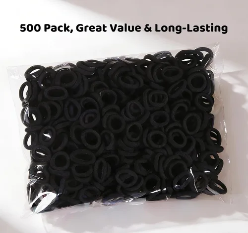Miniatura 7 de Lazos para el pelo de bebé de 500 piezas, lazos de algodón suave para el pelo de los niños, pequeñas bandas para el pelo sin costuras para niñas