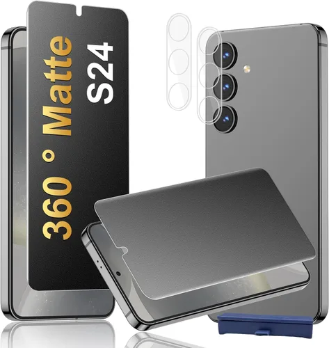Miniatura 10 de [Paquete de 2+2] Protector de pantalla de privacidad mate de 4 vías de 360° para Samsung Galaxy S20 con protector de lente de cámara, compatible