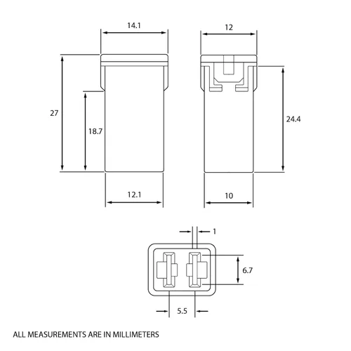 Miniatura 3 de Fusible alto estándar de 25 amperios J-Case de 1.063 in para camionetas, automóviles y SUV (25A, paquete de 5)
