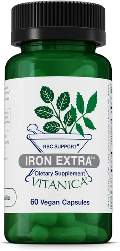 Vitanica Iron Extra - Suplemento de bisglicinato de hierro con vitamina C, suplemento mineral con vitamina B12 y otros nutrientes seleccionados -