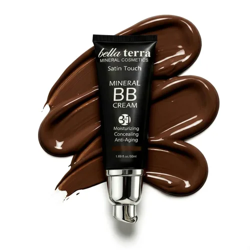 Bellaterra Cosmetics BB Cream – Hidratante con color y base mineral, tono oscuro 108 – Ligero, sin aceite, cobertura acumulable, acabado mate, 42.5
