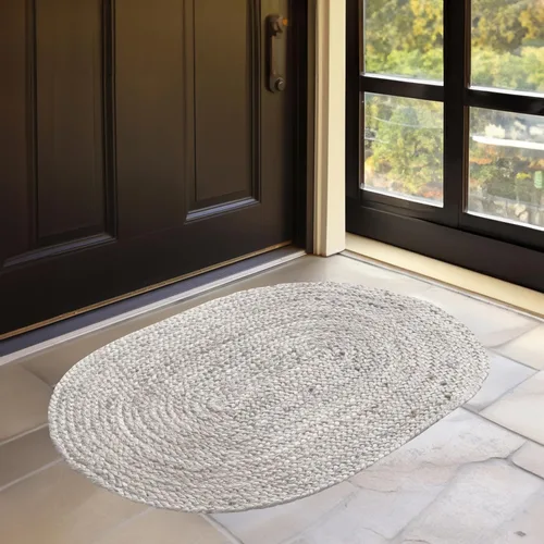 Miniatura 11 de Homemonde - Alfombra de yute, 2'x3', rectangular, decoración bohemia para el hogar, alfombra reversible y trenzada tejida a mano, estilo rústico