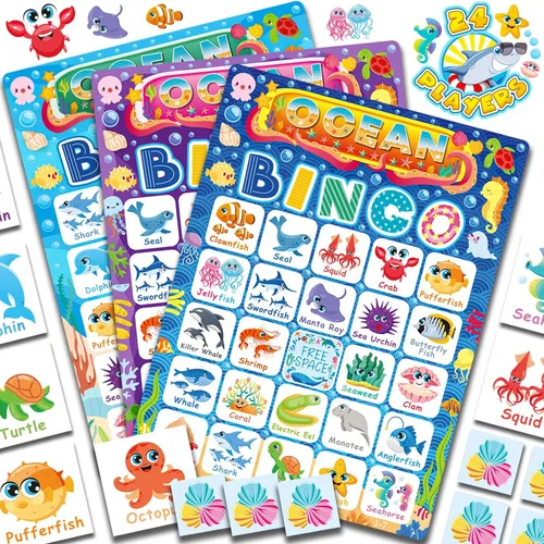 Miniatura 10 de YTSQLER Juego de bingo de Navidad para niños de 24 jugadores, tarjetas de bingo de Navidad, juegos de fiesta de vacaciones para familia, escuela