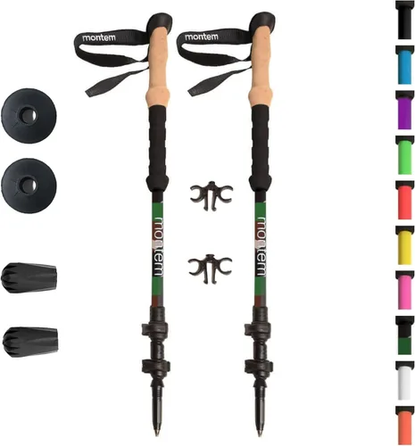 Miniatura 17 de Montem Bastones ultrarresistentes para trekking, caminatas y senderismo - Un par (2 bastones) - Plegables, ligeros, con bloqueo rápido, resistentes