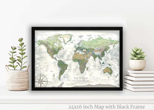 Miniatura 4 de Tablero de alfileres personalizado con mapa del mundo, lienzo estirado grande, póster enrollado o mapa enmarcado, mapa del mundo con alfileres