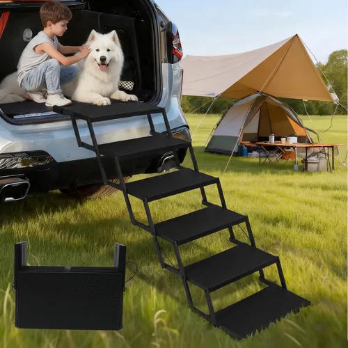 Escalones para perros para automóvil, camión, SUV, rampas para perros con superficie de alta tracción, escaleras portátiles impermeables para perros