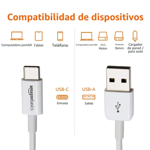 Miniatura 2 de Amazon Basics Cable de carga rápida USB-C a USB-A 2.0, velocidad de 480 Mbps, certificado USB-IF, para Apple iPhone 16/15, iPad, Samsung Galaxy