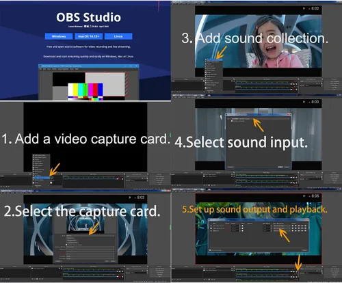 Miniatura 6 de Tarjeta de captura AHD con Loopout, 4 en 1 AHD/TVI/CVI/CVBS/AV/RCA a USB 3.0 Tarjeta de captura de video, tarjeta de captura CVBS de 1080P
