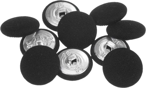 Miniatura 106 de HARFINGTON 10 botones de tela de 24L cubiertos de tela de 0.59 pulgadas, vástago de metal, botones de costura redondos para trajes, blusas de Azul