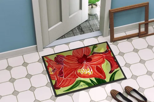 Miniatura 4 de Caroline's Treasures 6055MAT Flower - Tapete Amaryllis de 18 x 27 pulgadas para puerta delantera, para interiores y exteriores, para entrada