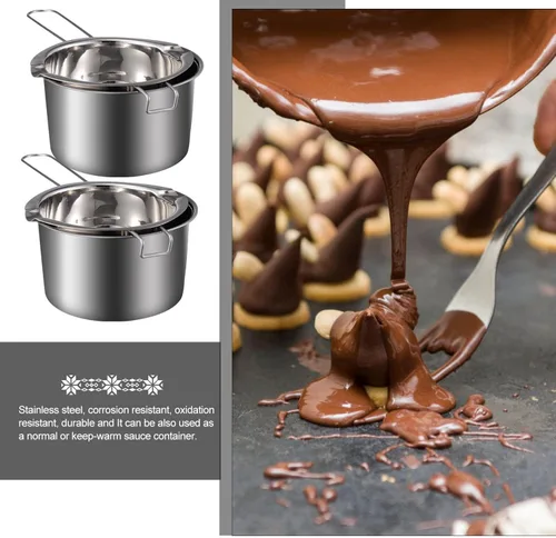Miniatura 5 de 1 juego de olla doble de acero inoxidable para hervir agua con boquilla de doble vertido para vela, mantequilla, chocolate, queso, caramelo, 13.5 fl