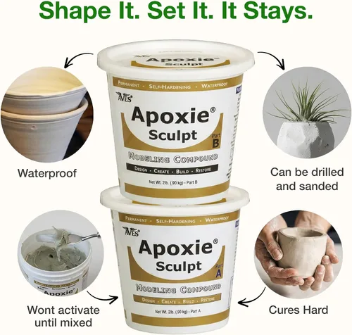 Miniatura 2 de Arcilla epóxica natural Apoxie Sculpt 4 libras Arcilla Epoxi Blanca