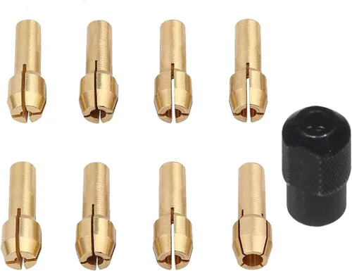 9 piezas de latón con pinza de latón para herramientas rotativas Dremel (juego de 9 tuercas de pinza)