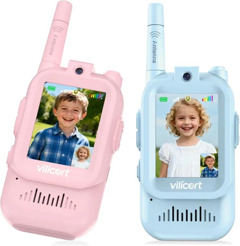Miniatura 11 de Walkie Talkies de video con pantalla en tiempo real y cambiador de voz, radios recargables de largo alcance para niños de 3 a 12 años, regalos
