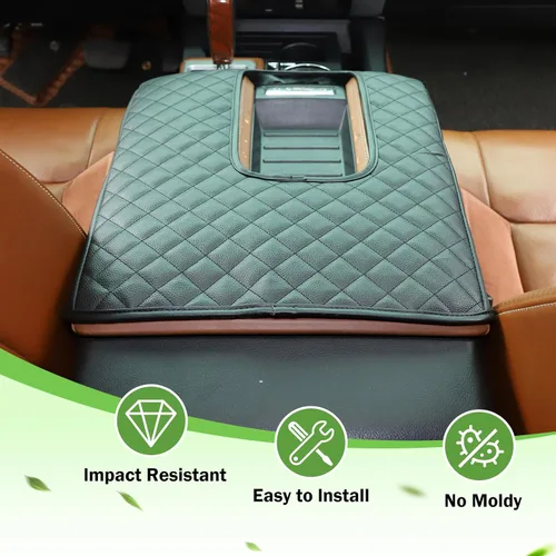 Miniatura 5 de Funda de Reposabrazos para Consola Central de Coche, Compatible con Toyota Tundra 2007-2021, Funda de Reposabrazos de Cuero Impermeable, Cojín Negro