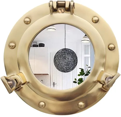 Miniatura 9 de The Metal Magician Espejo de pared de ojo de buey con decoración náutica de 8 pulgadas, aluminio pulido, espejo para el hogar, decoración pirata