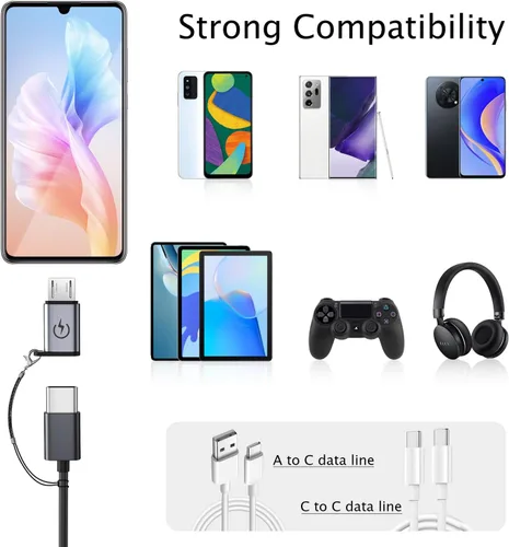 Miniatura 5 de Jadebones Adaptador USB C a Micro USB (paquete de 4), convertidor USB tipo C hembra a micro USB macho compatible con Samsung Galaxy S6/S7 Edge, LG