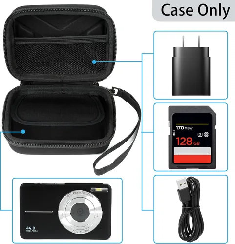 Miniatura 3 de Funda para cámara digital AbergBest 21 Mega Pixels 2.7" LCD recargable HD/Kodak Pixpro/Canon PowerShot ELPH 180/190/Sony DSCW800/DSCW830, funda Negro