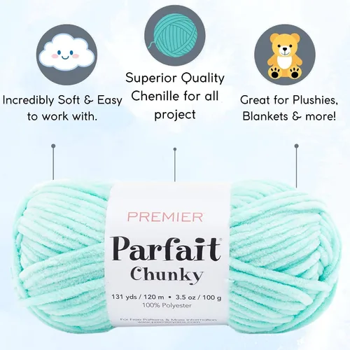 Miniatura 2 de Premier Yarns Parfait Chunky Seaglass 1150-44 (6-Skeins - Same Dye Lot) Peso S Bulky #6 Hilo de poliéster para crochet y tejer con bolsa de proyecto