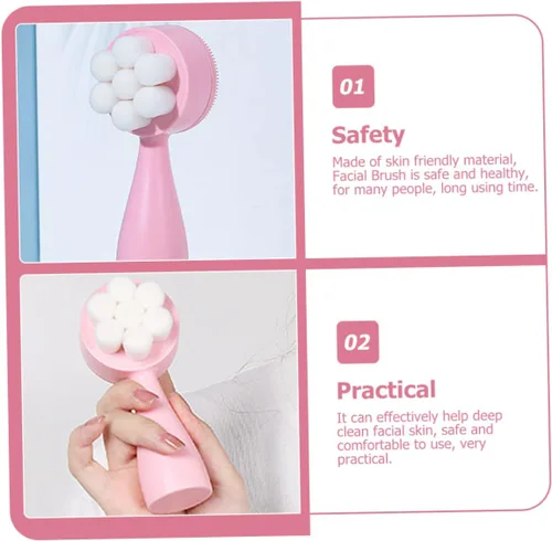Miniatura 7 de FOMIYES Cepillo facial portátil, limpiador facial de silicona 3D para uso seco y húmedo, cepillo de exfoliación suave, ideal para pieles sensibles