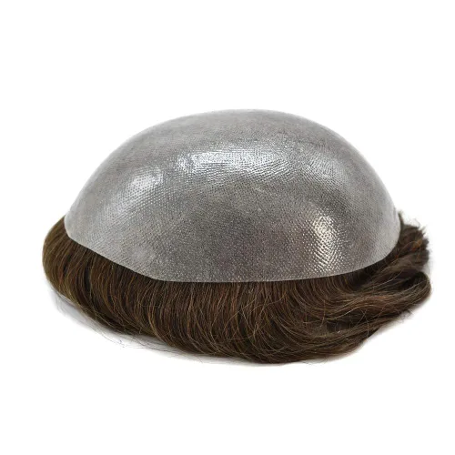 Miniatura 3 de LYRICAL HAIR Tupé de cabello humano para hombres, totalmente polivinílico, tupé para hombre, totalmente transparente, suave, delgada, 0.004-0.005