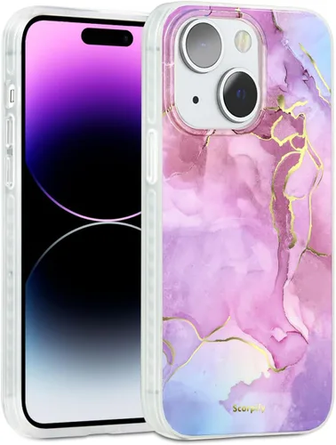 Miniatura 27 de SCORPIFY Funda para iPhone 14 [compatible con MagSafe] con diseño de mármol azul fantasía, bonita funda magnética para teléfono para mujeres, niñas