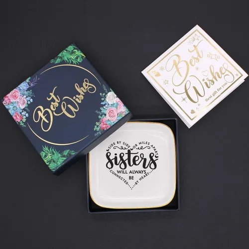 Miniatura 4 de To My Sister Saying - Bandeja decorativa para anillos de cerámica, para hermana hermano, regalo único de cumpleaños, Navidad, regalo significativo