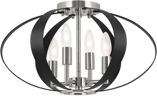 Miniatura 5 de Kichler Cecil 52588CPZ - Lámpara ovalada empotrada de 4 luces, de mediados de siglo en bronce champán para pasillo, entrada o pequeña sala de estar