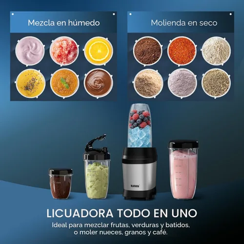Miniatura 4 de Nahida Licuadora para batidos, licuadora de batidos de 1200 W para triturar hielo, licuadoras con (2) cuchillas de 6 aletas, licuadoras personales