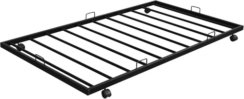 Miniatura 9 de KLMM Literas de metal de tamaño individual sobre matrimonial con 2 escaleras y cama nido para niños, adolescentes y adultos, (negro)
