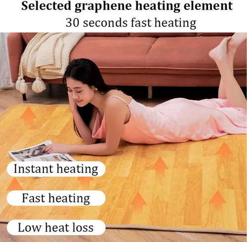 Miniatura 2 de Electric Heated Floor Mat, Graphene Electric Heated Rug, Timed Temperature Control, Fast Heating, Suitable Living Room Bedroom Office(B,120 * 200cm)