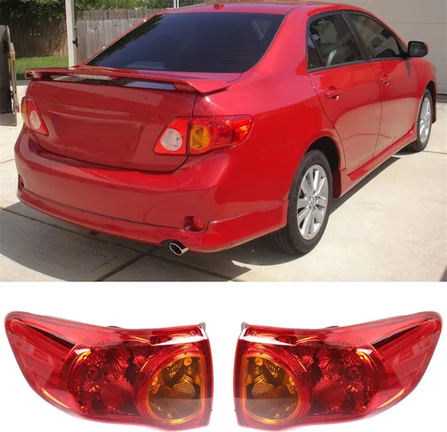 Miniatura 8 de Silscvtt Conjunto de luz de freno trasera externa del lado del conductor para Toyota Corolla 2009 2010, lente roja, lámpara trasera izquierda