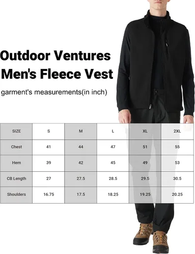 Miniatura 5 de Outdoor Ventures - Chaleco de forro polar ligero con cremallera completa para hombre, con 5 bolsillos, cálido invierno, sin mangas, chaqueta informal