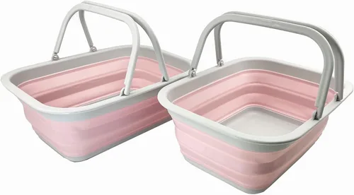 Miniatura 14 de SAMMART Tina de plástico plegable con asa de 9.2 L (2.3 galones) – Cesta de picnic portátil al aire libre – Lavabo plegable para lavar platos, Verde