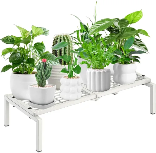 Miniatura 12 de Soporte de metal para plantas para interiores y exteriores, 3 niveles en maceta, estante para plantas, estante de exhibición de macetas resistente 3