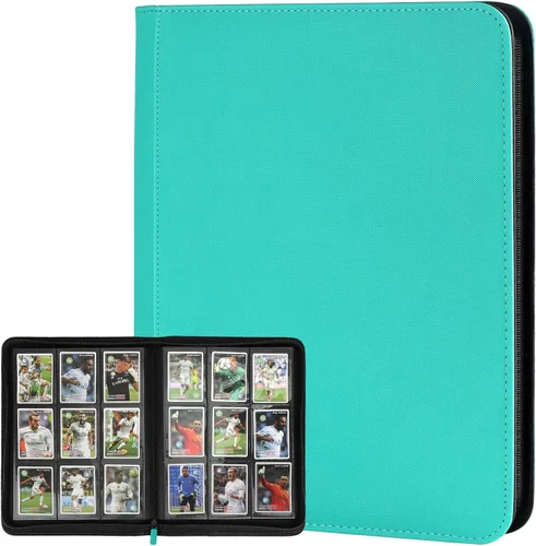 Miniatura 43 de GERMUN Carpeta de tarjetas de poliuretano, 16 bolsillos, carpetas de soporte premium para más de 1000 tarjetas, álbum de bolsillo de doble cara