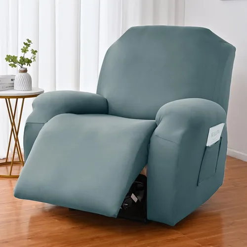 Miniatura 31 de vctops Fundas para sofá reclinable de 3 cuerpos, de punto, elásticas, suaves, lisas, antideslizantes, para sofá, protector de muebles con parte