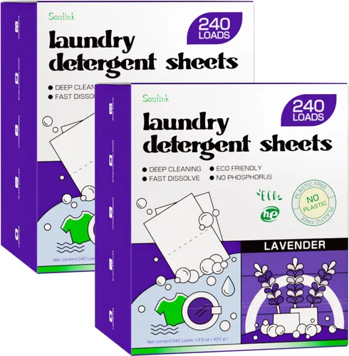 Miniatura 15 de Soulink Hojas de detergente para ropa con aroma a ropa recién lavada 240 cargas, tiras de detergente ecológicas para viajes y hogar - Sin envases