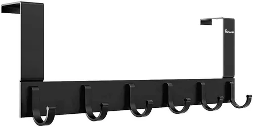 Miniatura 8 de Ganchos de puerta para colgar en la puerta, organizador de aluminio para toallas, soporte para baño Kithchen, 5 ganchos para colgar sobre la puerta
