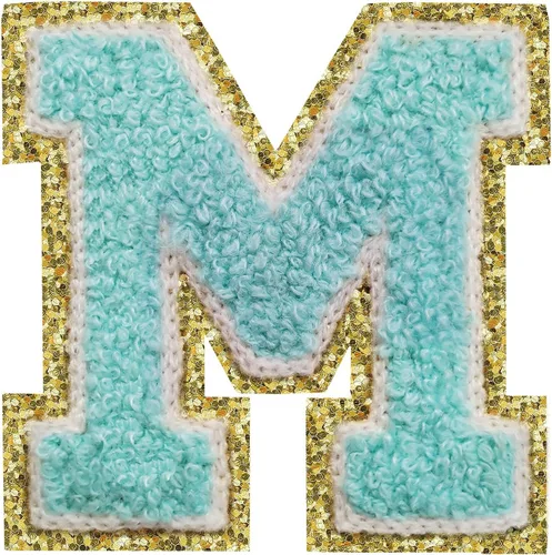 Miniatura 23 de SPRT - Parches de letras de chenilla universitaria con purpurina, parche de letras blancas para planchar con letras del alfabeto para disfraz