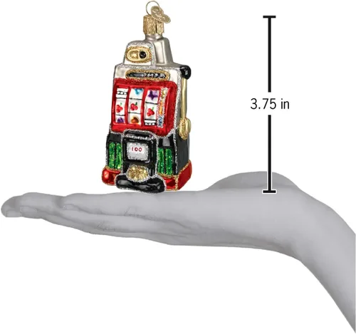 Miniatura 4 de Old World Christmas Vegas Baby Glass Blown Ornaments para árbol de Navidad, máquina tragamonedas
