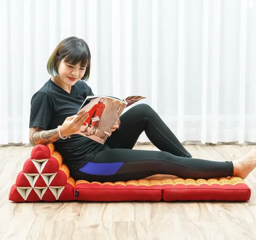 Miniatura 34 de Leewadee - Cojín Tailandés plegable para el suelo con respaldo para TV, sala de estar, colchón para exterior, 65.7 x 20.9 x 11.8 pulgadas, Kapok