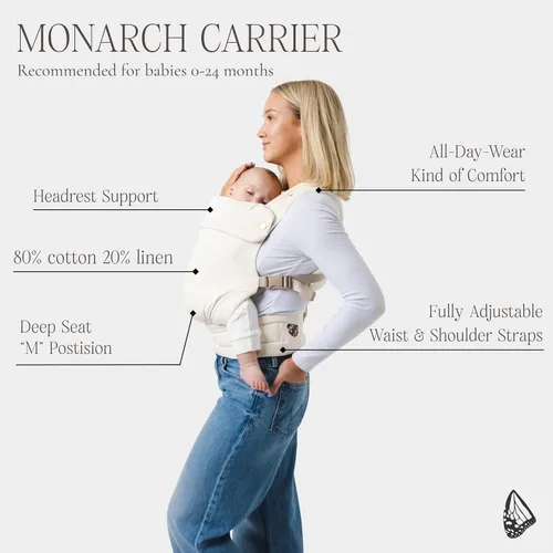 Miniatura 4 de Mabē Monarch Portabebés Ergonómico - Portabebés Infantil Estructurado Suave de Algodón Premium con Diseño Saludable para la Cadera, 3 Posiciones
